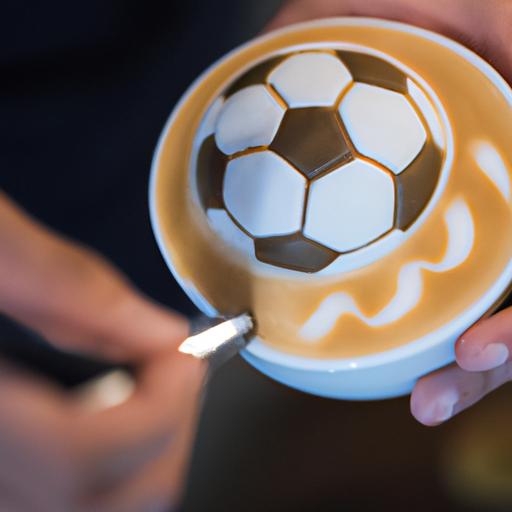 Barista tạo họa tiết bóng đá trên ly cà phê Latte