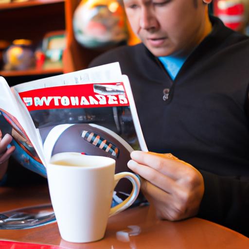 Khách hàng thưởng thức cà phê và đọc tạp chí bóng đá