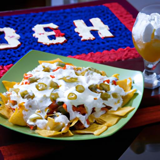 Món nachos với pho mát tan chảy, thịt bò xay, ớt chuông và kem chua kèm với một ly đồ uống là lựa chọn tuyệt vời cho buổi xem bóng đá.
