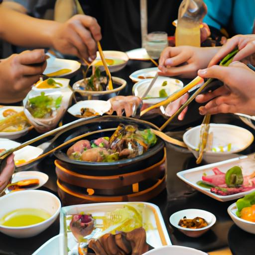 Nhóm bạn thưởng thức các món ăn đa dạng tại nhà hàng Bống Đà Nẵng.